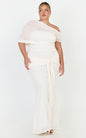 Nicolette Maxi Dress Cape Sleeve Off Shoulder Dress in Cream
