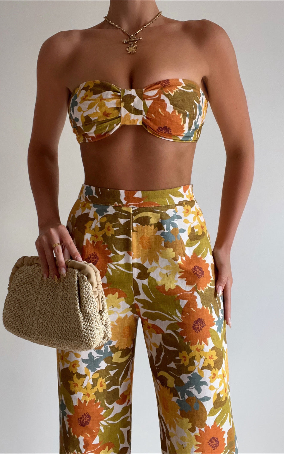 Amalie The Label - Emerson Linen Blend Knotted Bandeau Top