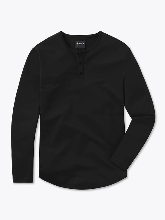 AO Long Sleeve Henley Curve-Hem