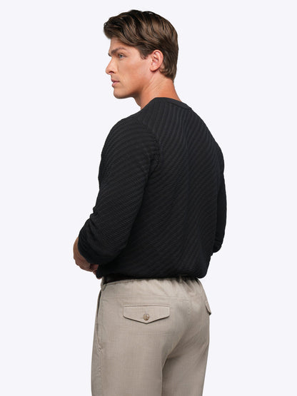 Riviera Knit Long Sleeve Textured Tee