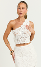 Charlene Top Crochet One Shoulder Top in Whit