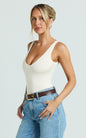 Jamie Bodysuit V Neck Bodysuit in Cream