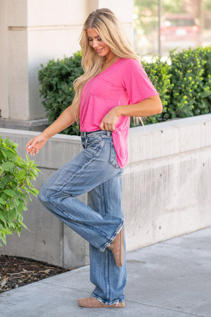 KanCan Venice Mid Rise Wide Leg Jeans Dark Blue Wash