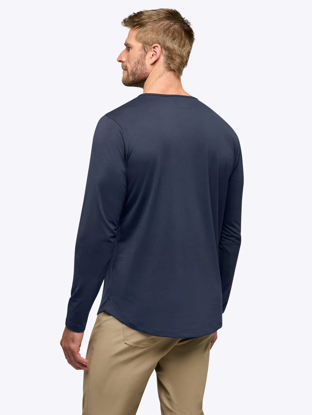 AO Long Sleeve Henley Curve-Hem