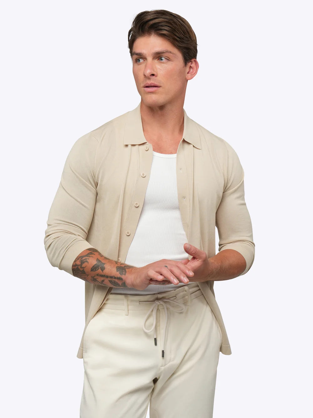 Riviera Knit Long Sleeve Button Up