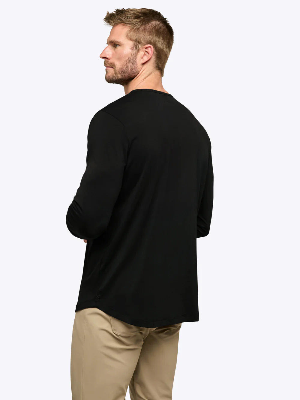 AO Long Sleeve Henley Curve-Hem