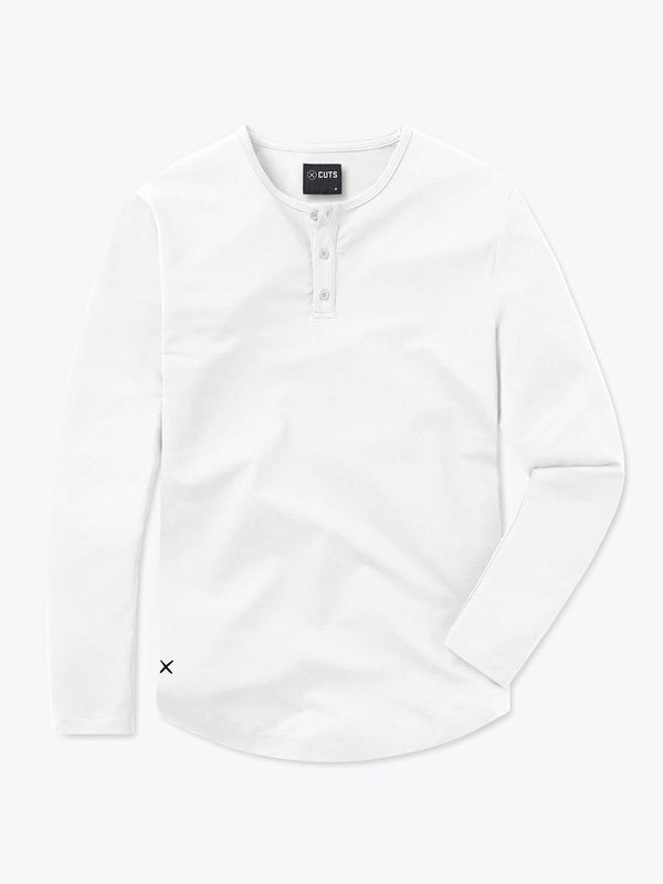 AO Long Sleeve Henley Curve-Hem