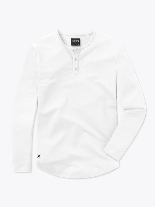 AO Long Sleeve Henley Curve-Hem